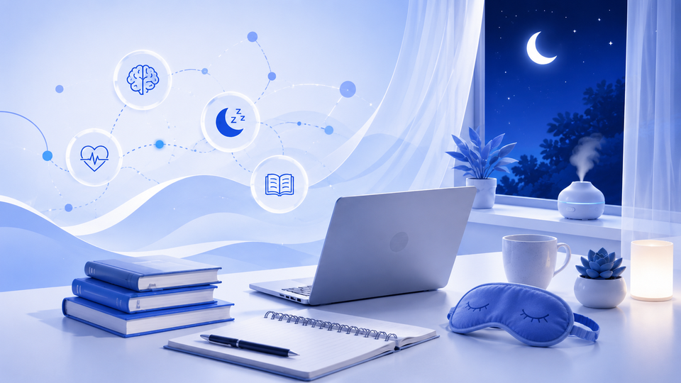 Study tracker database thumbnail with sleep, wellness, and learning icons